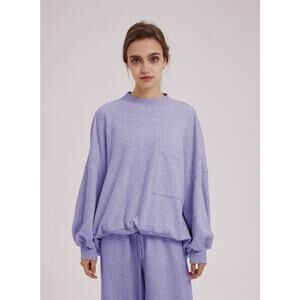 NWT Nap Loungewear Drawstring Hem Sweatshirt Purple‎ Small Oversized Loose Baggy